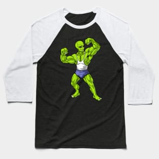 Space Alien Fitness Bodybuilding Baseball T-Shirt